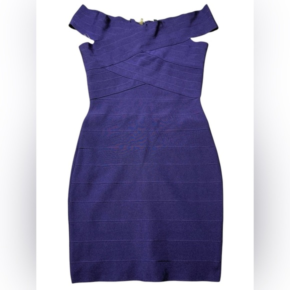 NWT Purple Bandage Bodycon Dress Size Small Sleeveless Mini Curve-Hugging - Picture 2 of 4